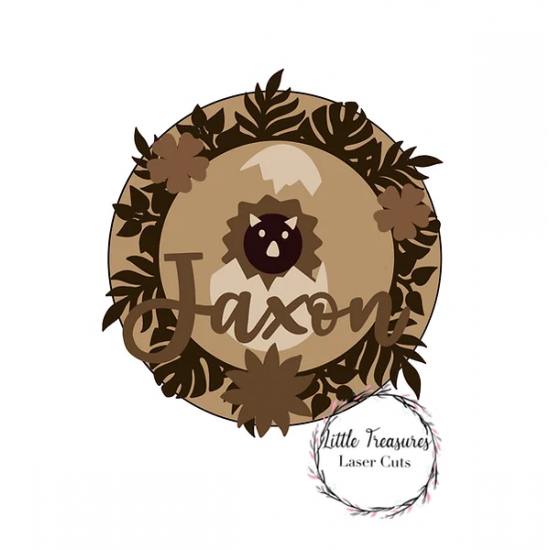 3mm mdf Triceratops Hatching Egg Plaque Personalised Name Plaques