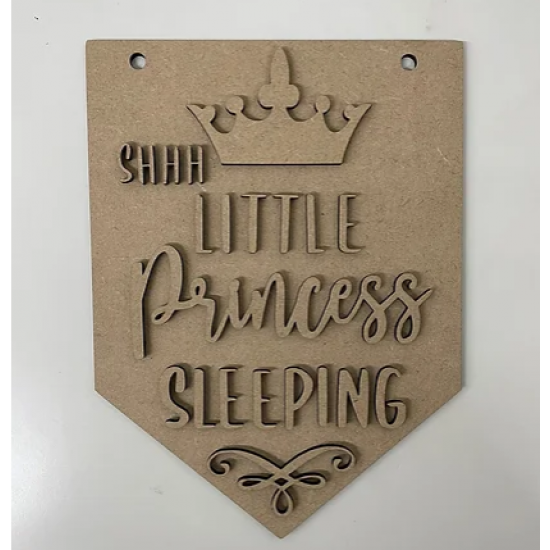3mm mdf Shh Princess/Prince Sleeping Flags Personalised Name Plaques