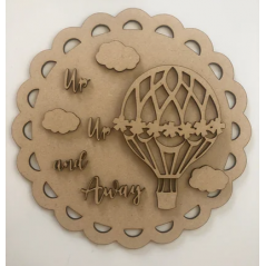 3mm mdf Floral Hot Air Balloon Scalloped Plaque Layered Designs