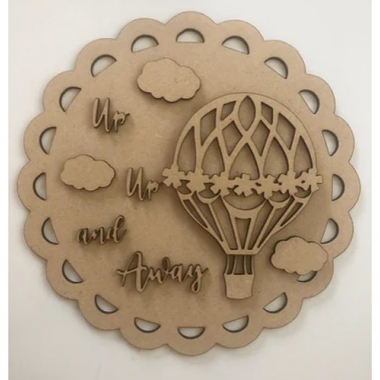 3mm mdf Floral Hot Air Balloon Scalloped Plaque Layered Designs