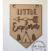 3mm mdf Little Explorer Flag Personalised Name Plaques