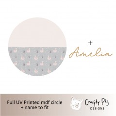 Printed Circle - Swan Pattern + name Personalised Name Plaques
