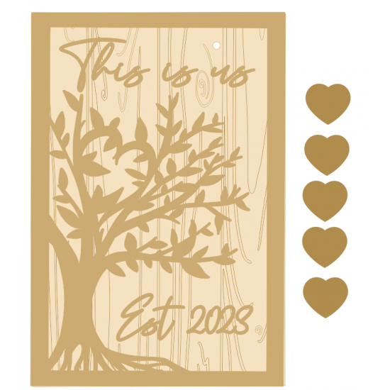 3mm mdf This Is Us Family Tree inc 5 hearts Trees Freestanding, Flat & Kits