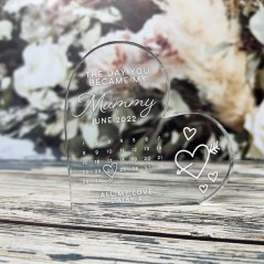 10mm Thick Printed HEART - The day you became.... white text Mother's Day