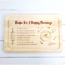 Engraved Rectangular Board  - Recipe for a Happy Marriage Wedding
