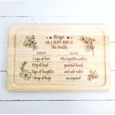 Engraved Rectangular Board  - Recipe for a Happy Home