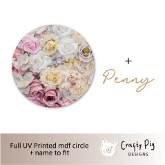 Printed MDF Circle - Roses Personalised Name Plaques