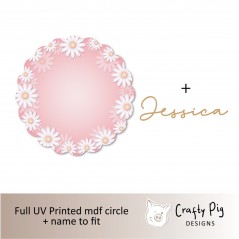 Printed SCALLOPED Circle - Daisy Border Personalised Name Plaques