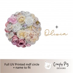 Printed SCALLOPED Circle - Roses Personalised Name Plaques