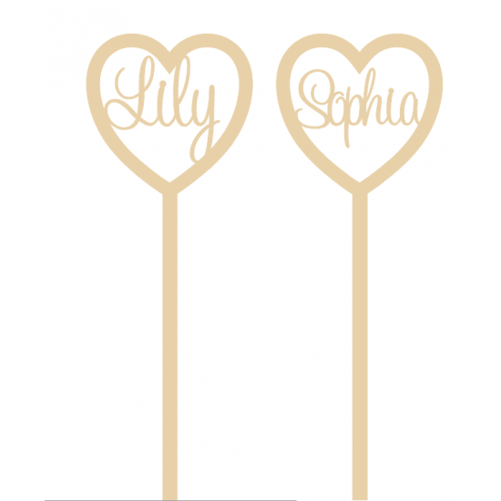 4mm mdf Personalised Heart Wand Fairy Doors and Fairy Shapes