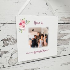 Personalised Photo Plaque - Home is Where My Grandchildren are....Floral Mother's Day