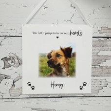Personalised Pet Memorial Plaque - You Left Pawprints on our Hearts Personalised and Bespoke