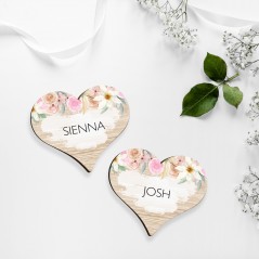 Spring Floral Heart Place Names Printed Wedding Table Plans and Signs