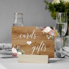 A5 Dusty Rose Cards & Gifts Sign Printed Wedding Table Plans and Signs