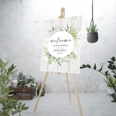 Botanical White Wood Welcome Sign Printed Wedding Table Plans and Signs