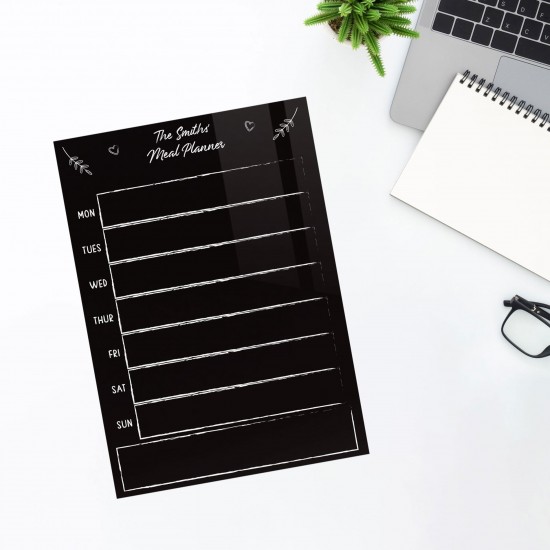 BLACK Acrylic MEAL Planner Printed Planners