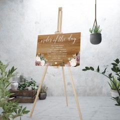 Dusty  Rose Order of the Day Sign Printed Wedding Table Plans and Signs