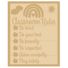 3mm mdf Classroom Rules Rectangular Plaque Teachers