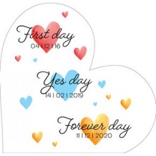 10mm Thick Printed HEART - First Day - Yes Day - Forever Day Personalised and Bespoke