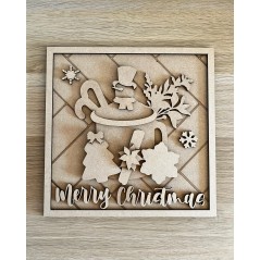 3mm mdf Square Merry Christmas Mug Plaque Personalised Name Plaques