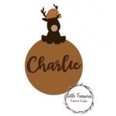 3mm mdf Rudolph Sat on a Personalised Bauble Christmas Baubles