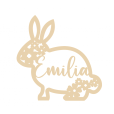 4mm mdf Personalised Floral Bunny  Easter