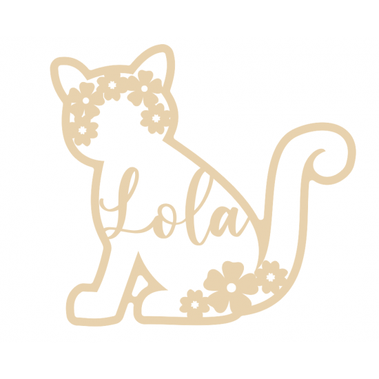 4mm mdf Personalised Floral Cat Animal Shapes