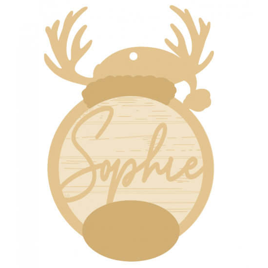 3mm mdf Personalised Rudolph Hat and Nose Bauble Christmas Baubles