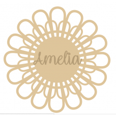 3mm mdf Double Sunshine Flower - with name Personalised and Bespoke