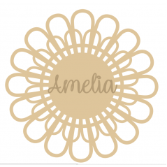 3mm mdf Double Sunshine Flower - with name Personalised and Bespoke
