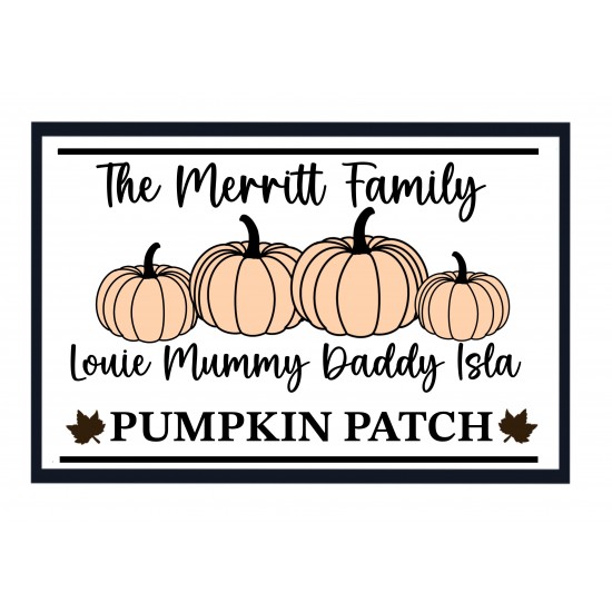 3mm mdf Personalised Pumpkin Patch Rectangular Sign Halloween