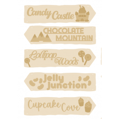 3mm mdf Candy Shop Signposts (5 signs) Layered Designs