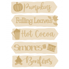3mm mdf Autumn Signposts Style 1 (5 signs) Layered Designs