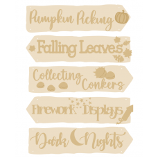 3mm mdf Autumn Signposts Style 2 (5 signs) Layered Designs
