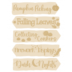 3mm mdf Autumn Signposts Style 2 (5 signs) Layered Designs