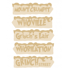 3mm mdf Grinch Signposts (5 signs) Layered Designs