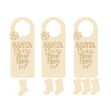 3mm MDF Christmas door hanger - Santa Stop Here - Design 3 (with stocking) Door Hangers