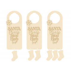 3mm MDF Christmas door hanger - Santa Stop Here - Design 3 (with stocking) Door Hangers