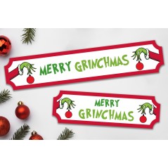 Printed Merry Grinchmas Illustrated Generic Street Sign Personalised and Bespoke