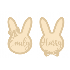 3mm mdf Layered Personalised Bunny Head Bauble Easter