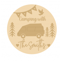 3mm mdf Personalised Layered Family Camping Campervan sign