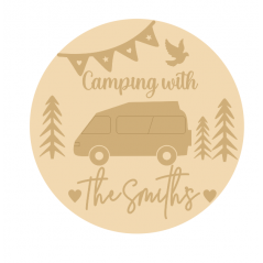 3mm mdf Personalised Layered Family Camping Campervan sign Personalised Name Plaques