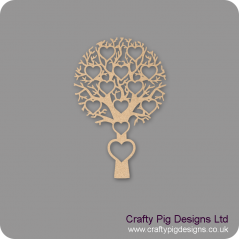 3mm MDF Tree With 12 Hearts - Personalised With Names Or Any Wording Trees Freestanding, Flat & Kits