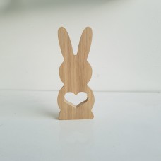 18mm OAK VENEER  Freestanding Tall Bunny with Heart Shape Cut Out Easter