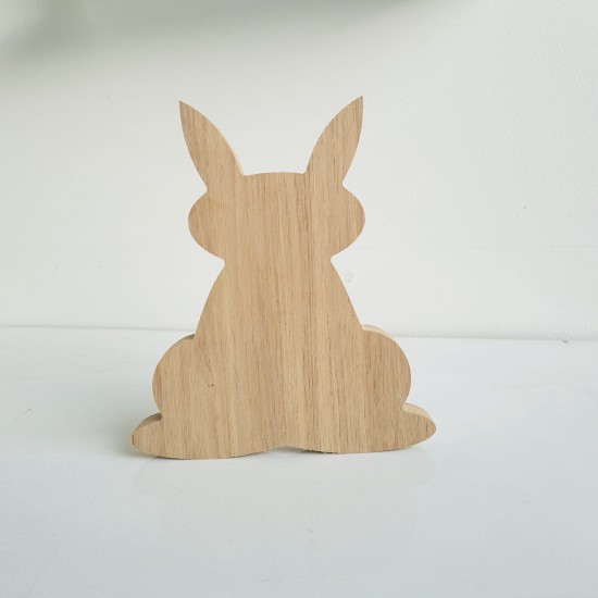 18mm Oak Veneer Freestanding Bunny Rabbit With Ears Up Easter