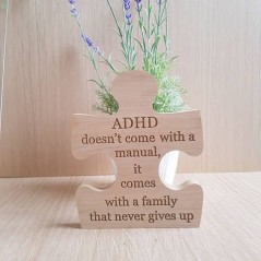 18mm Engraved Oak Veneer Jigsaw - ADHD doesn't come with a manual.. Jigsaws