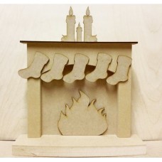 18mm Christmas fireplace with hanging stockings - 'Candles' 18mm MDF Christmas