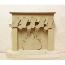 18mm Christmas fireplace with hanging stockings - 'Plain' 18mm MDF Christmas