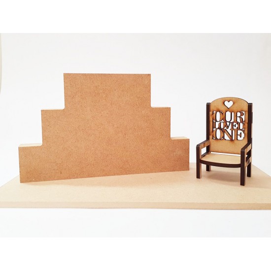 3 Tier MDF Joined Block Set (40mm high x 100mm, 150mm, 200mm) With 6mm Base and Chair Wooden Blocks, Tea Lights and Stacking Block Sets