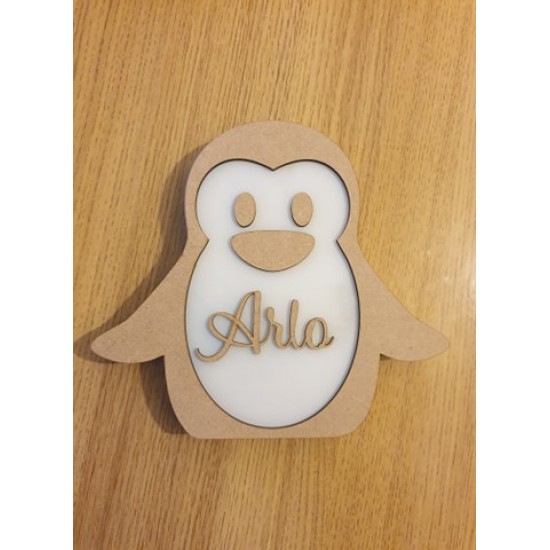 18mm Layered Fillable Penguin with name Personalised and Bespoke